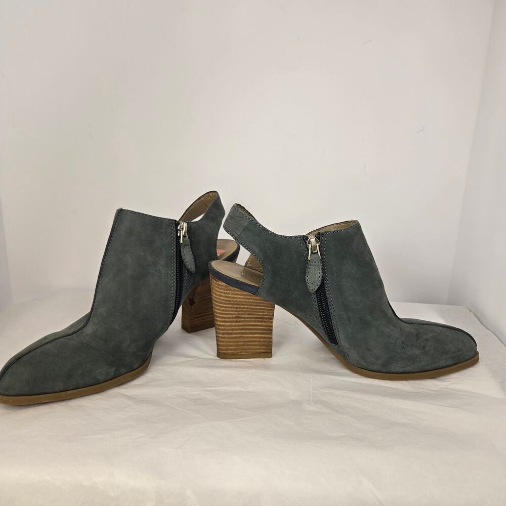 "Harley" Blue Suede Stacked Heel Slingback - Picture 2 of 13